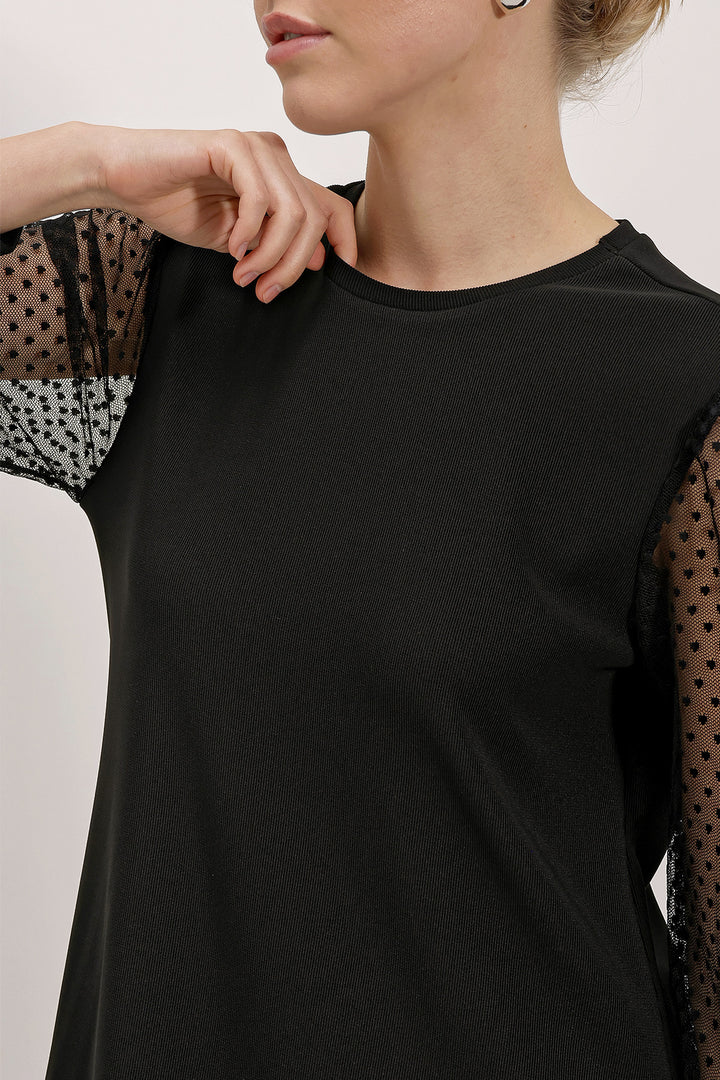 BGD Women Tulle Sleeve Mini Dress - Black - Avondale
