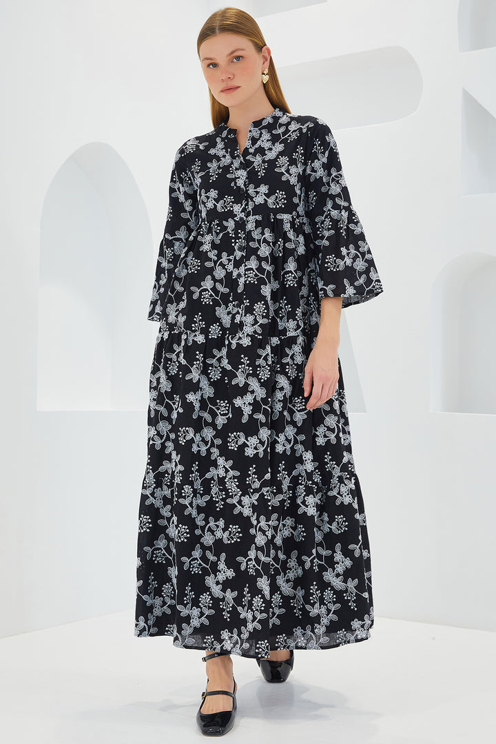 BGD Women Linen Dress - Dark Black - Avondale