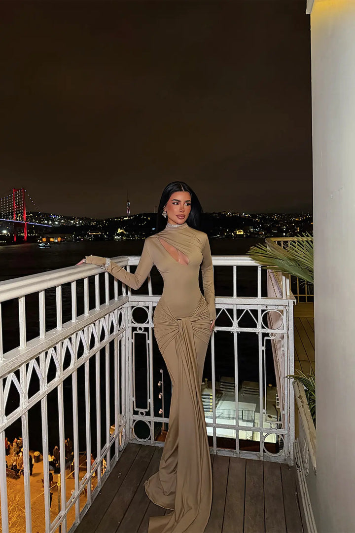 EYY Women Beige Long Dress - Chicoutimi