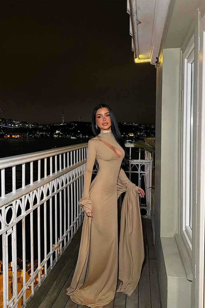 EYY Women Beige Long Dress - Chicoutimi