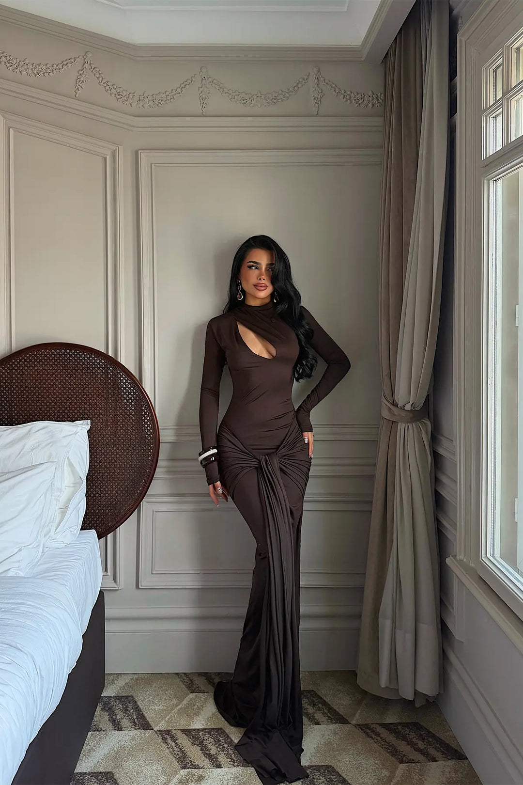 EYY Women Dark Brown Long Dress - Cento