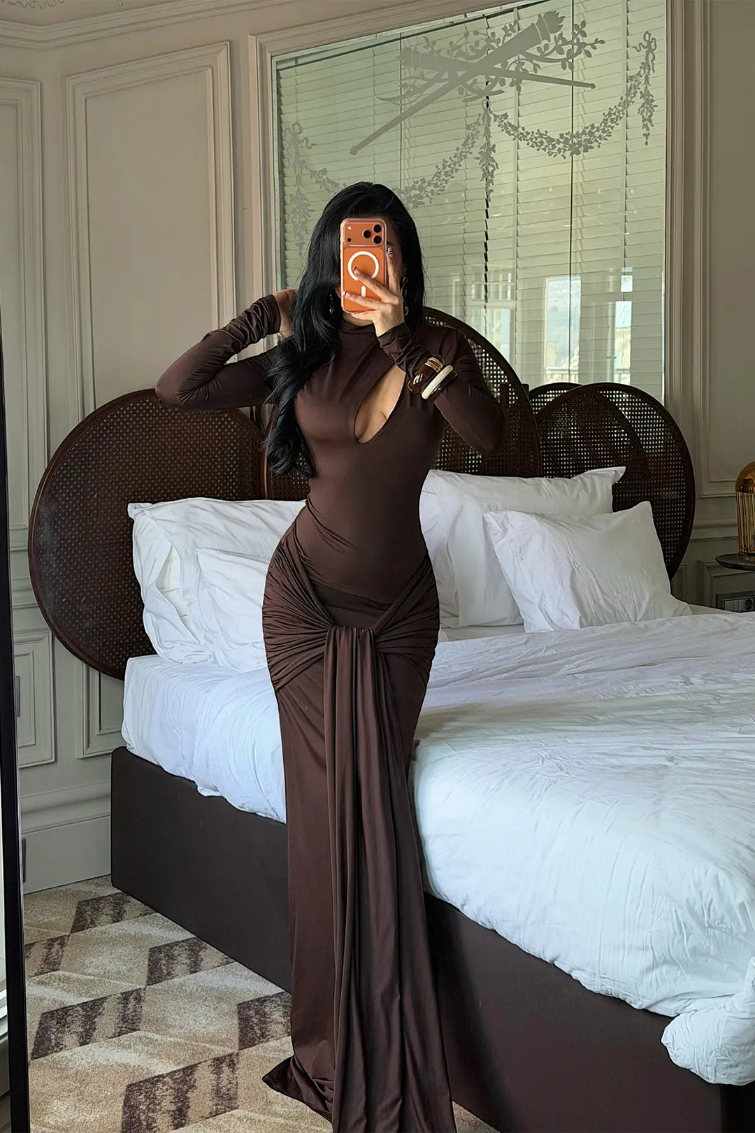 EYY Women Dark Brown Long Dress - Cento