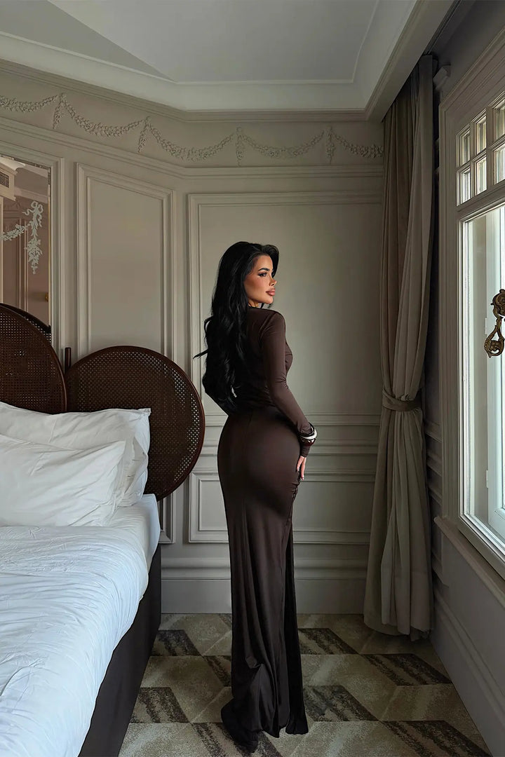 EYY Women Dark Brown Long Dress - Cento