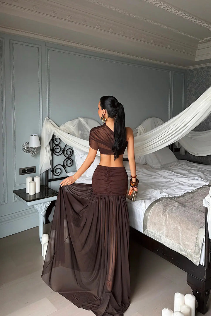 EYY Women Dark Coffee Lace Detail Set - Medford