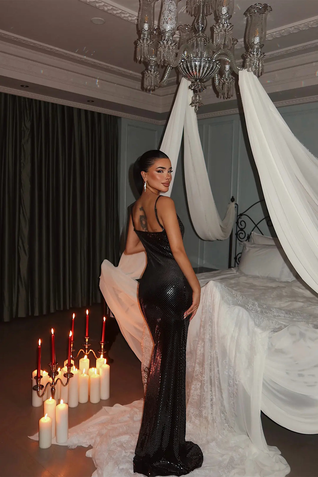 EYY Women Black Sequin Detail Long Dress - Elyria