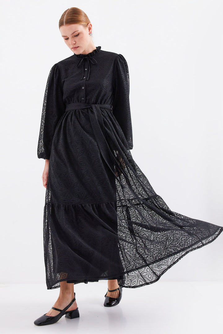 BGD Women Long Lace Hijab Dress - Black - Gummersbach