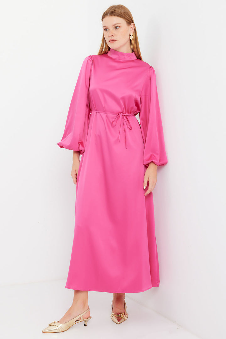 BGD Women Satin Hijab Evening Dress - Fuchsia - Chervonohrad