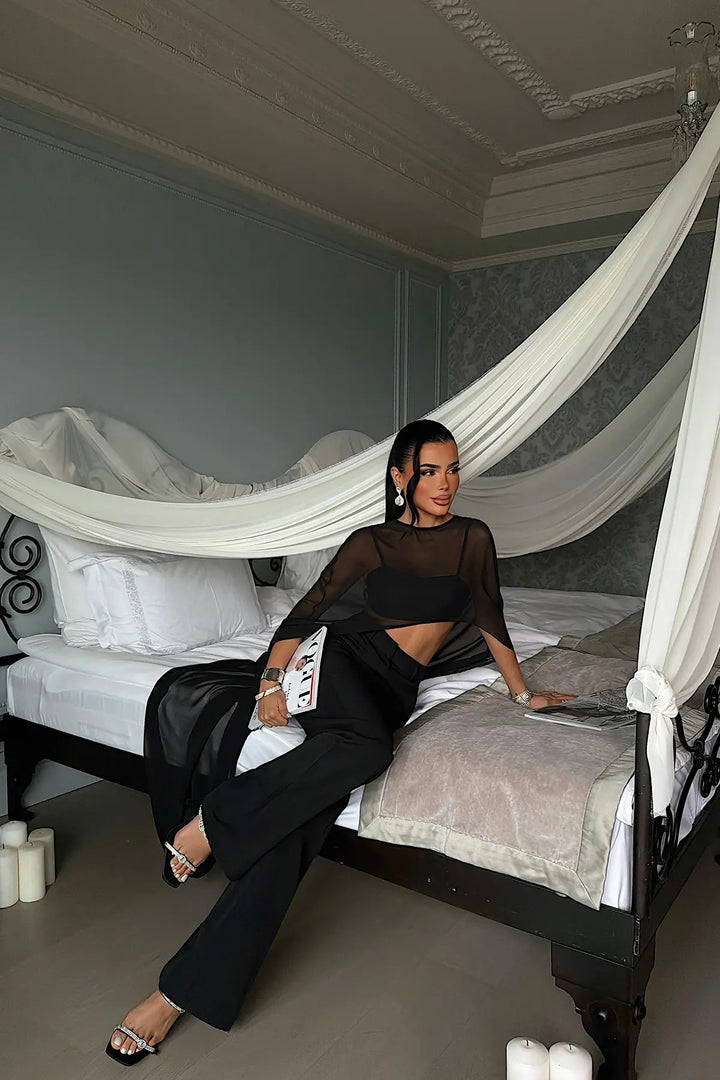 EYY Women Three-Piece Set with Black Chiffon Cape - Northcote