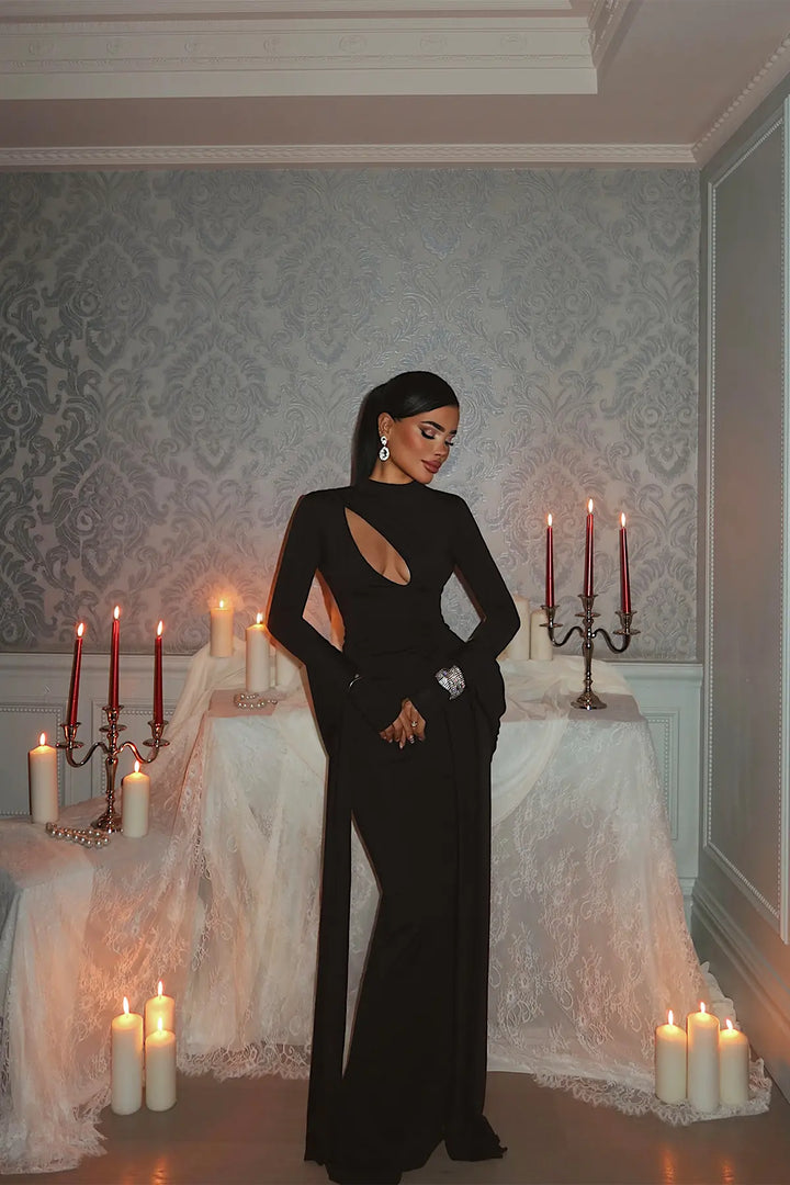 EYY Women Black Long Dress - Oss