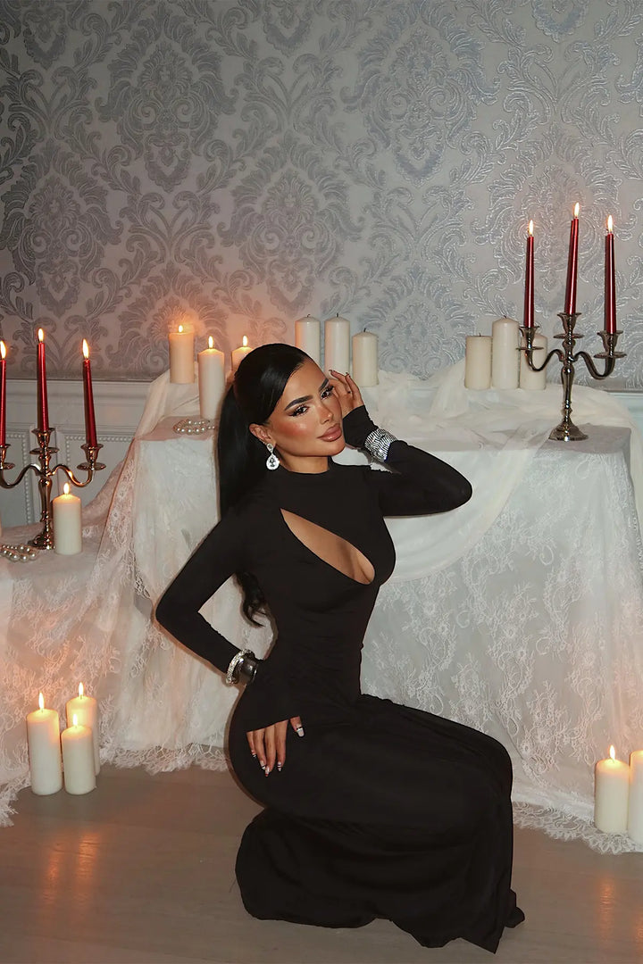 EYY Women Black Long Dress - Oss