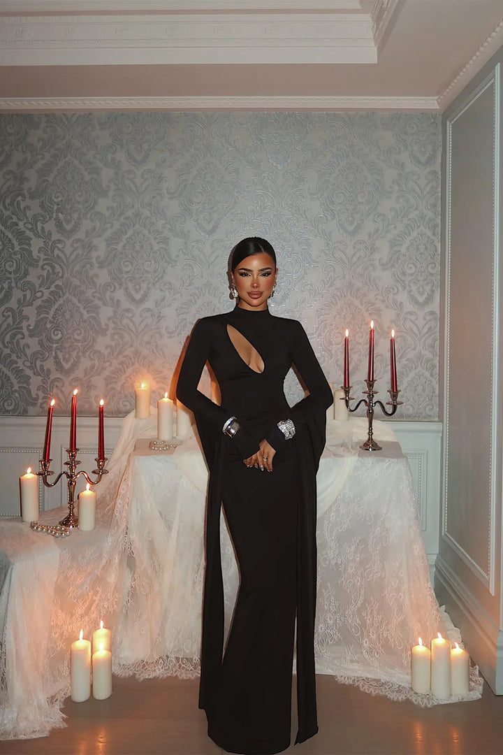 EYY Women Black Long Dress - Oss