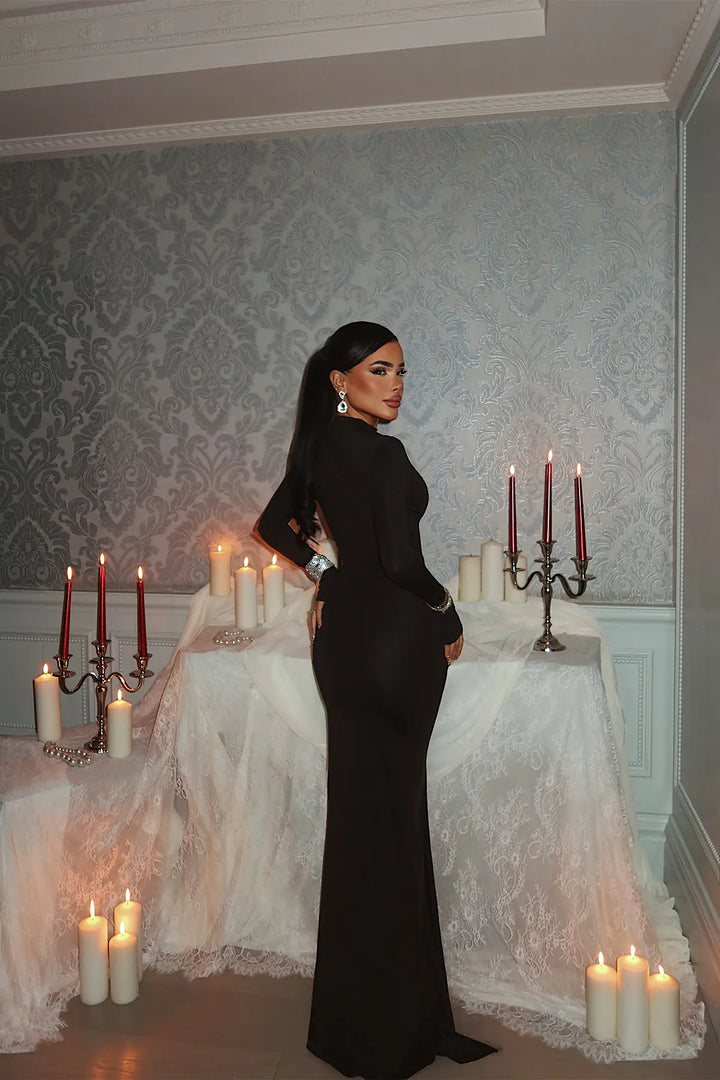 EYY Women Black Long Dress - Oss
