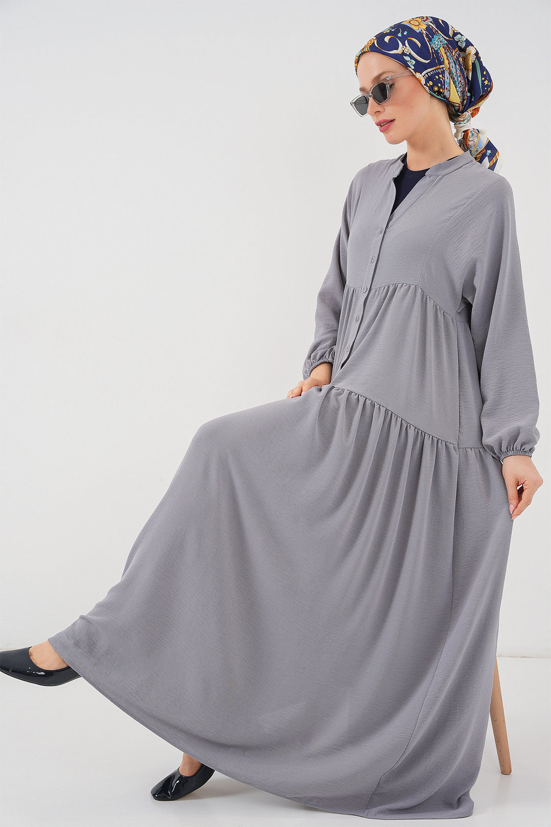 BGD Women Women's Long Hijab Dress - Gray - Speyer