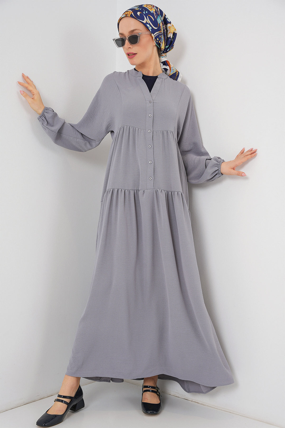 BGD Women Women's Long Hijab Dress - Gray - Speyer