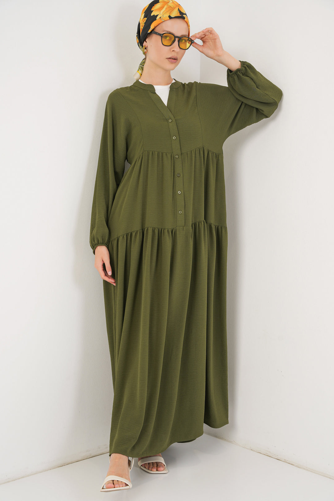 BGD Women Women's Long Hijab Dress - Khaki - Draper