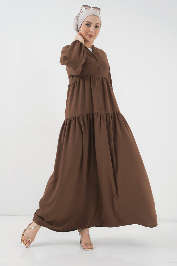 BGD Women Women's Long Hijab Dress - Brown - Columbia