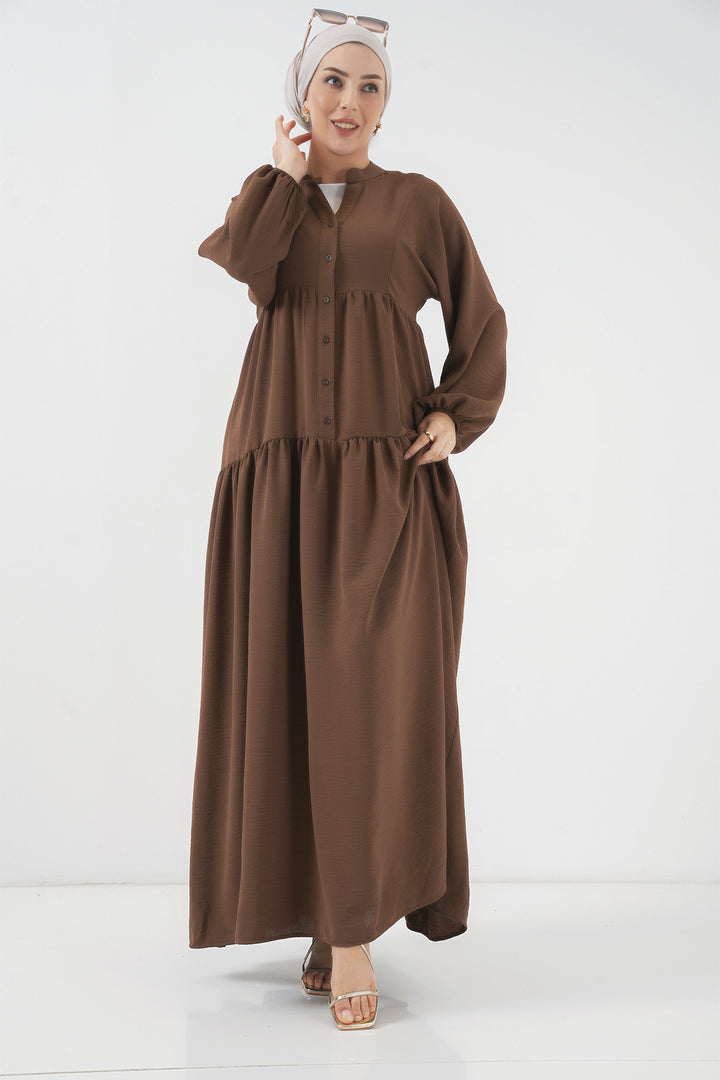BGD Women Women's Long Hijab Dress - Brown - Columbia