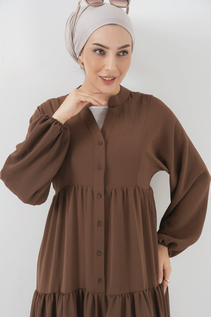 BGD Women Women's Long Hijab Dress - Brown - Columbia