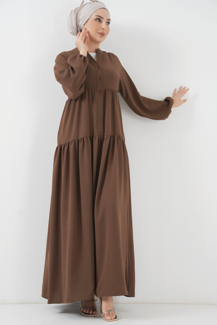 BGD Women Women's Long Hijab Dress - Brown - Columbia