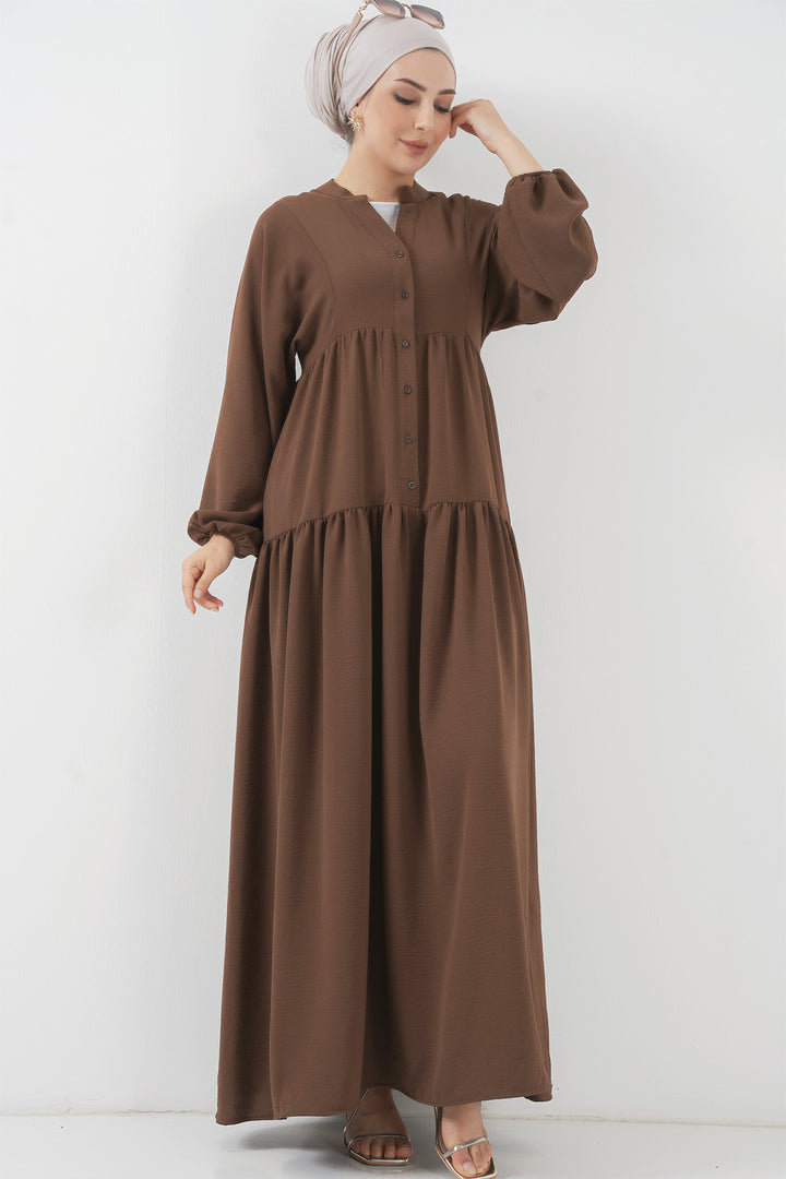 BGD Women Women's Long Hijab Dress - Brown - Columbia