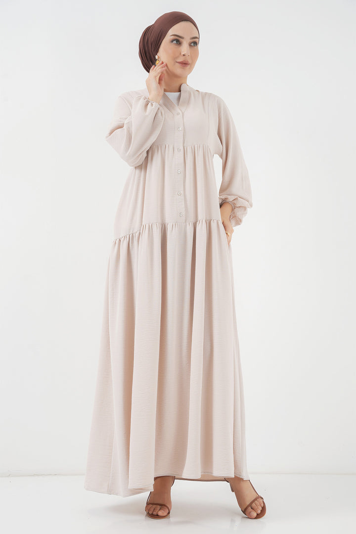 BGD Women Women's Long Hijab Dress - Cream - Monterey Park