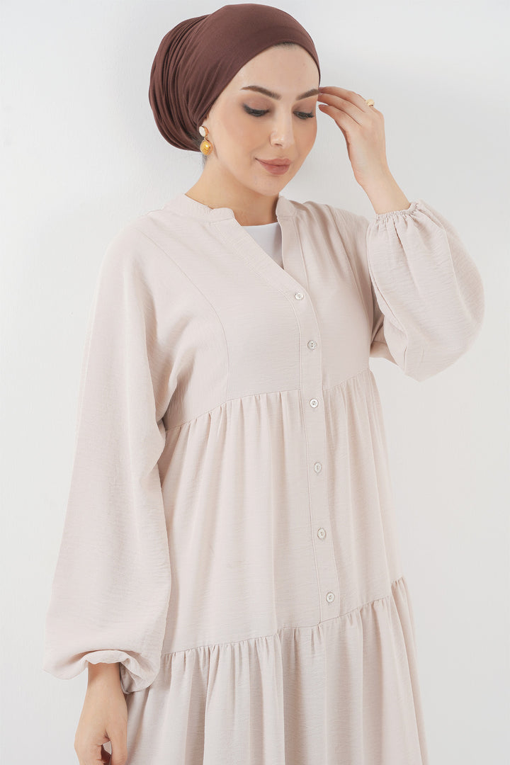 BGD Women Women's Long Hijab Dress - Cream - Monterey Park