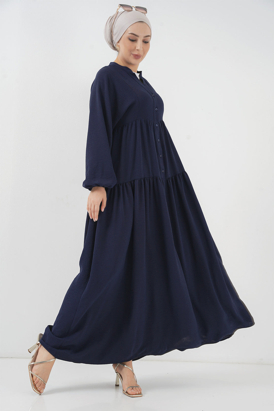 BGD Women Women's Long Hijab Dress - Navy Blue - Coyula
