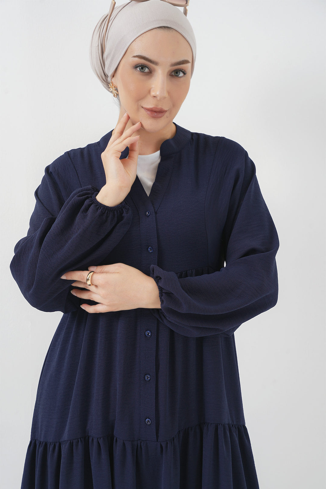 BGD Women Women's Long Hijab Dress - Navy Blue - Coyula