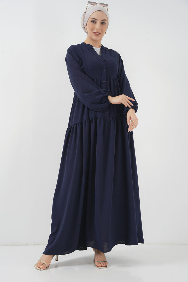 BGD Women Women's Long Hijab Dress - Navy Blue - Coyula