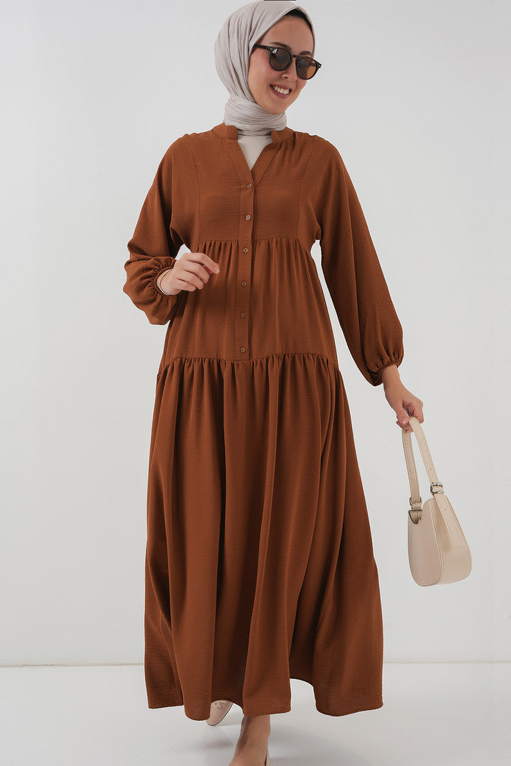 BGD Women Women's Long Hijab Dress - Tan - Clarksville