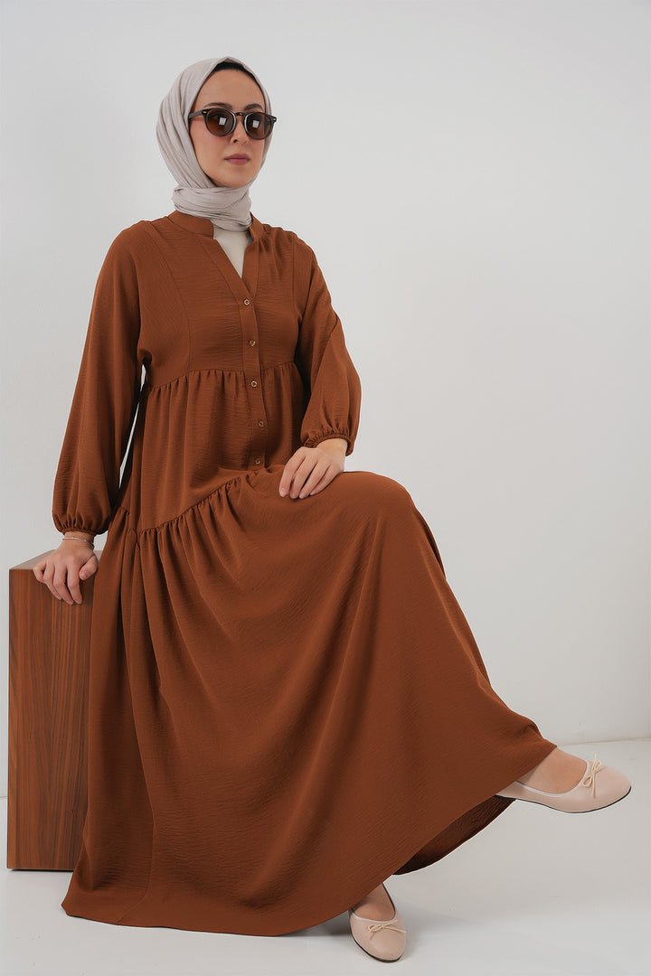 BGD Women Women's Long Hijab Dress - Tan - Clarksville