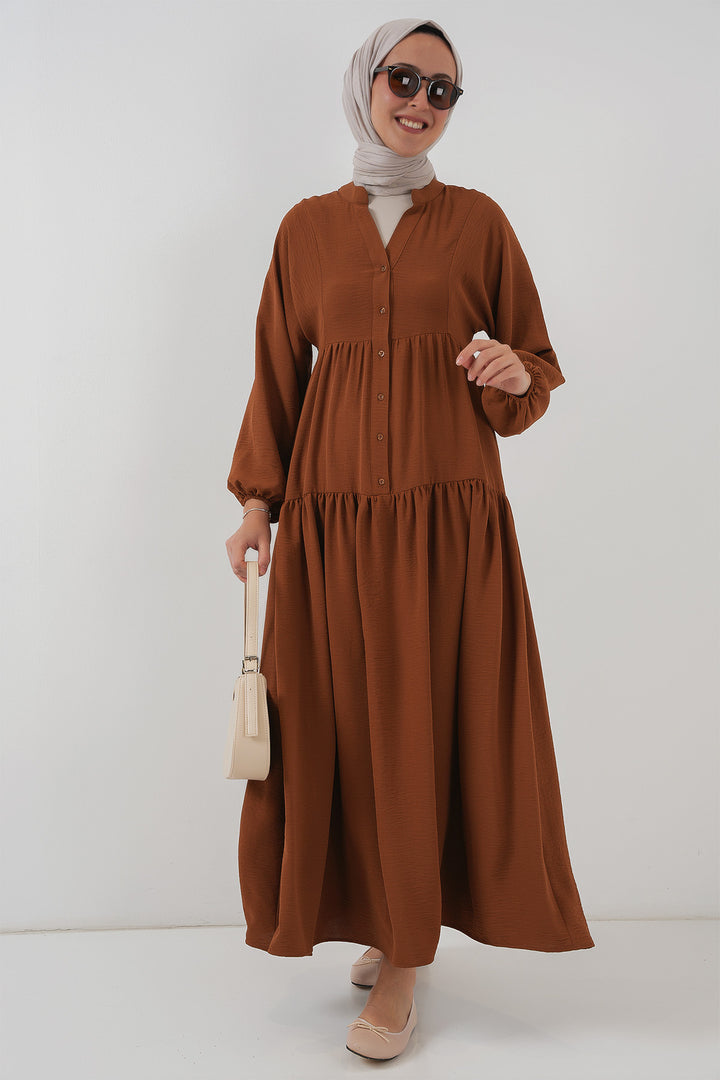 BGD Women Women's Long Hijab Dress - Tan - Clarksville