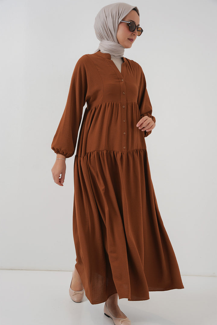 BGD Women Women's Long Hijab Dress - Tan - Clarksville