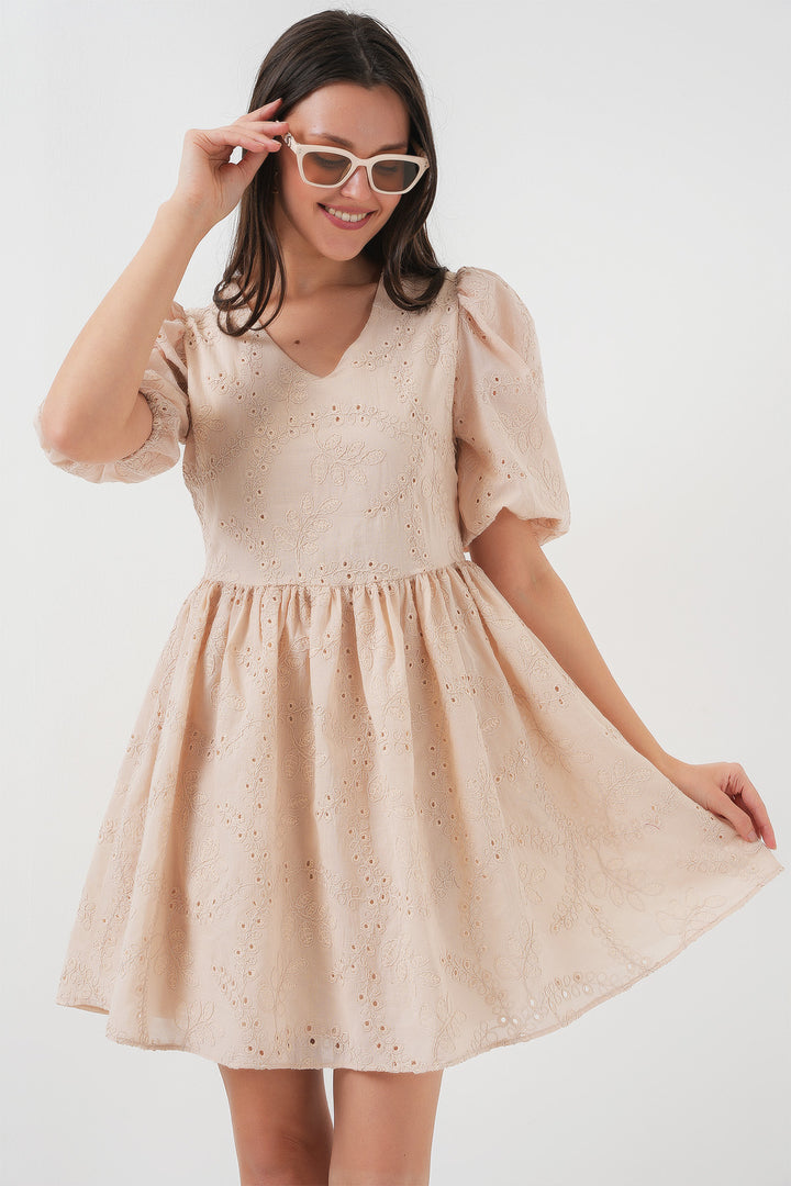 BGD Women Fistolu Short Dress - Beige - Wichita