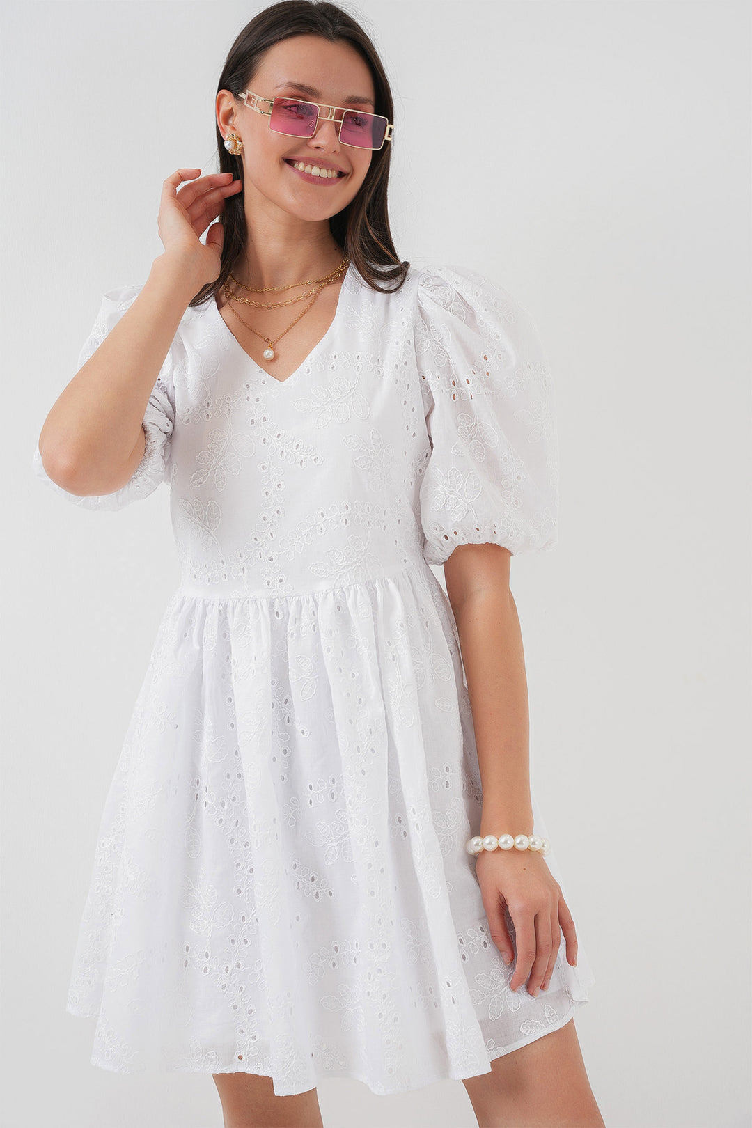 BGD Women Fistolu Short Dress - White - Nuneaton