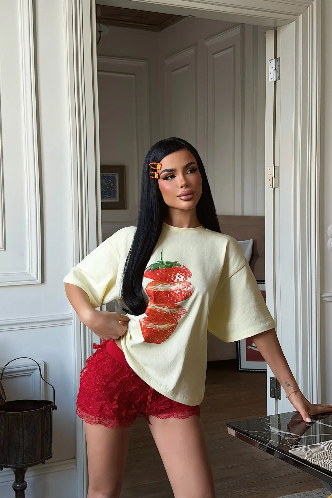 EYY Women Yellow Strawberry Print T-Shirt - Velbert