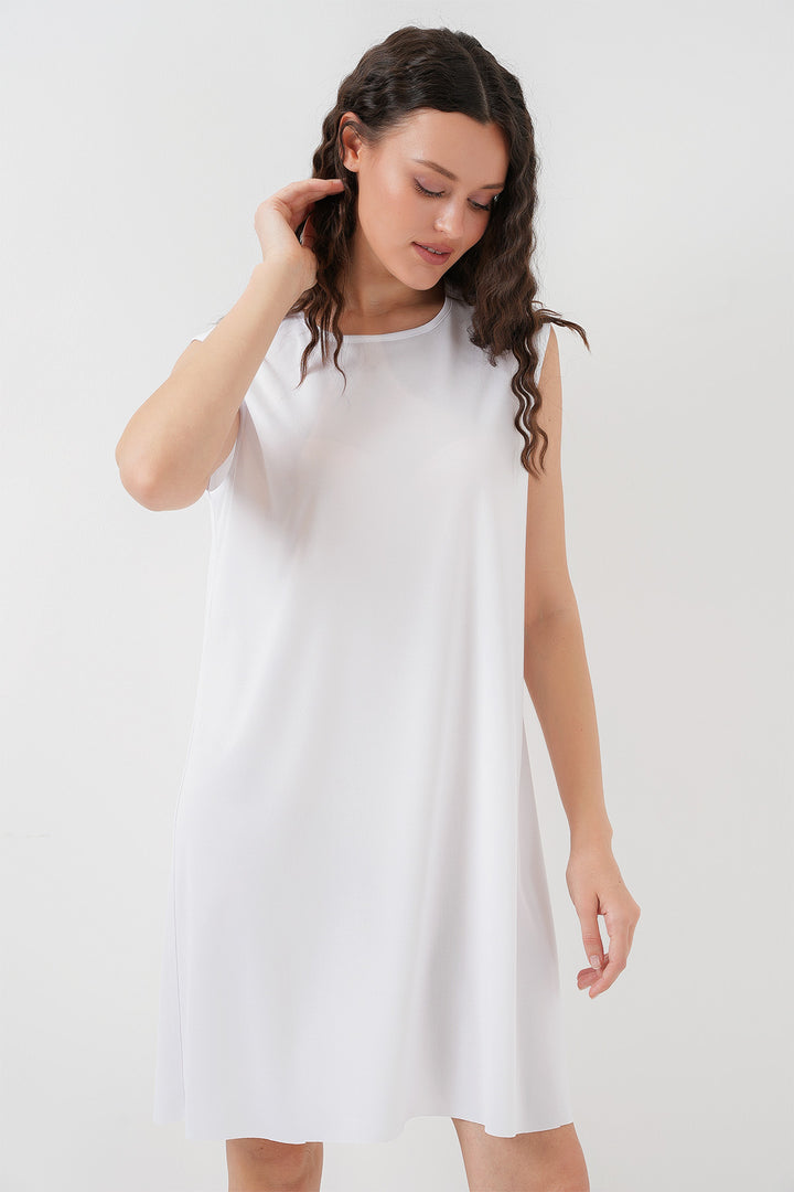 BGD Women Sleeveless Midi Dress Lining Petticoat - White - Jūrmala