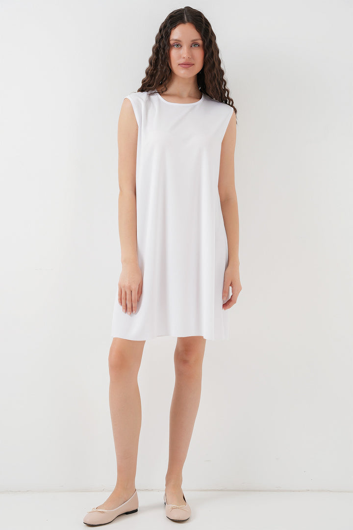 BGD Women Sleeveless Midi Dress Lining Petticoat - White - Jūrmala