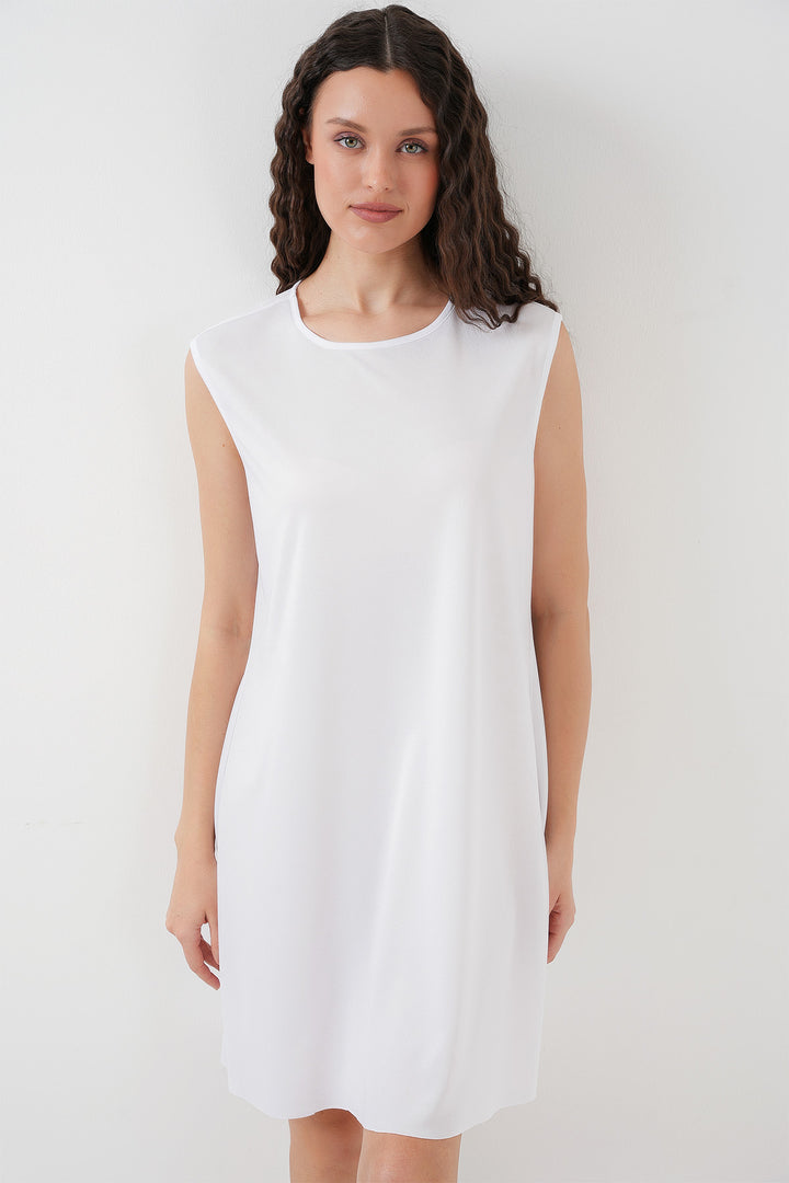 BGD Women Sleeveless Midi Dress Lining Petticoat - White - Jūrmala