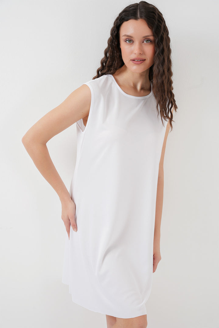 BGD Women Sleeveless Midi Dress Lining Petticoat - White - Jūrmala