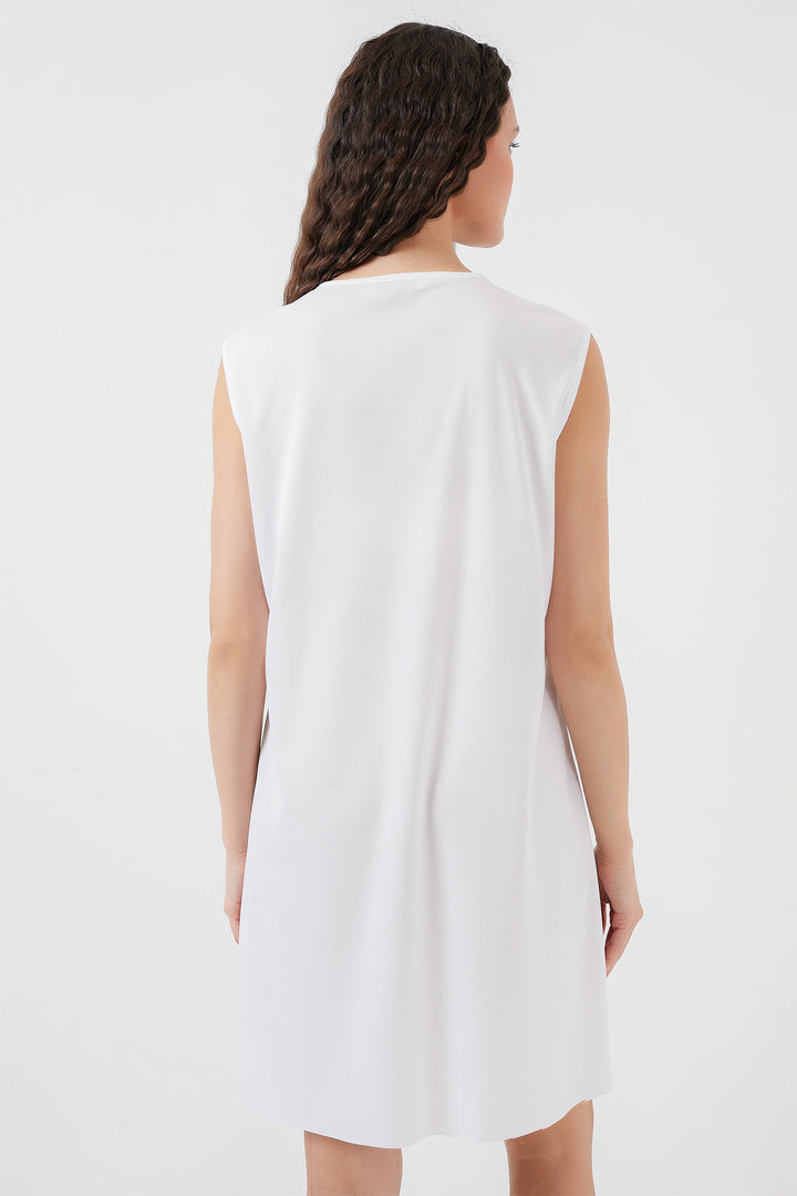 BGD Women Sleeveless Midi Dress Lining Petticoat - White - Jūrmala