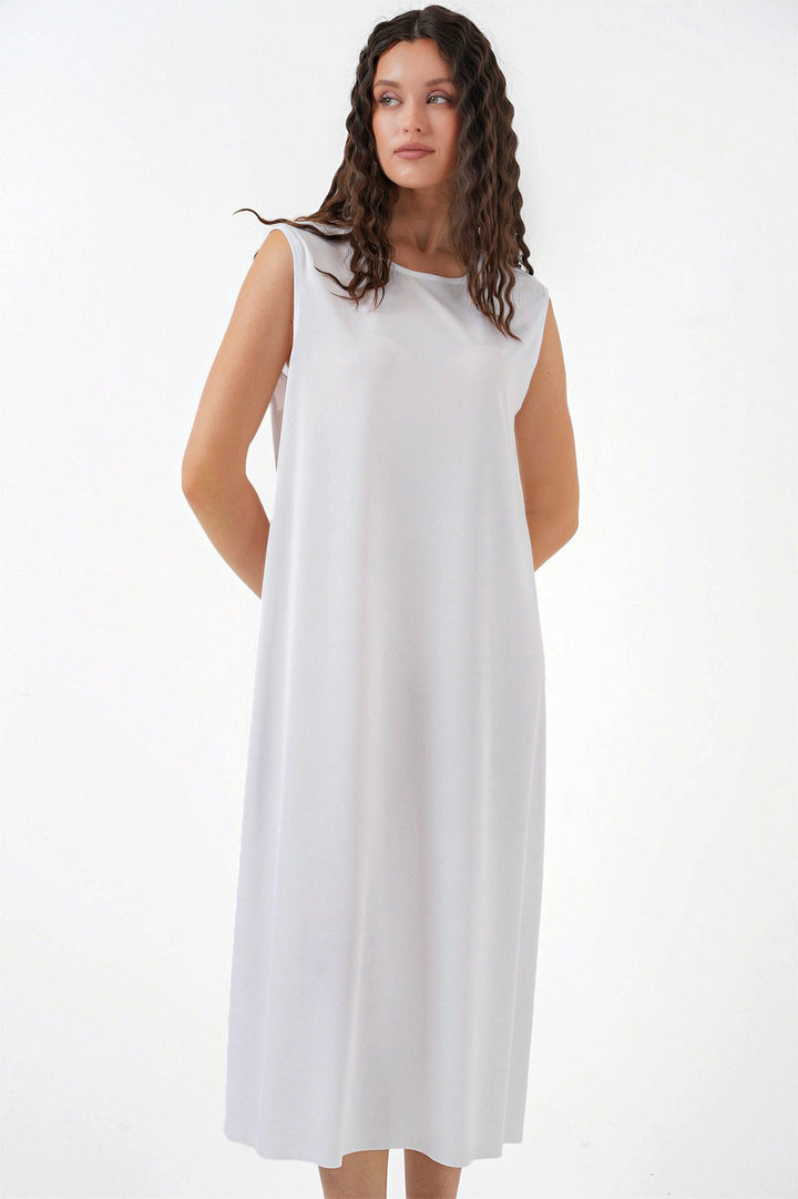 BGD Women Sleeveless Long Dress Lining Slip - White - Altoona