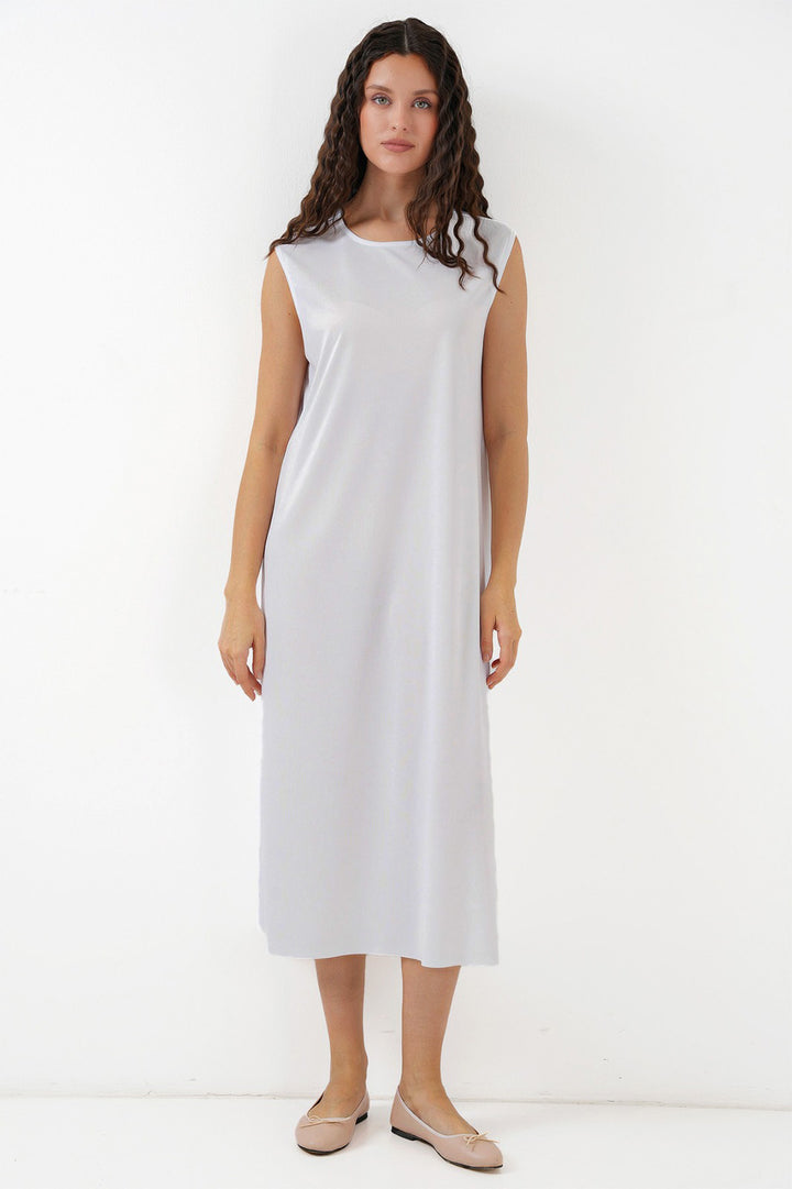 BGD Women Sleeveless Long Dress Lining Slip - White - Altoona