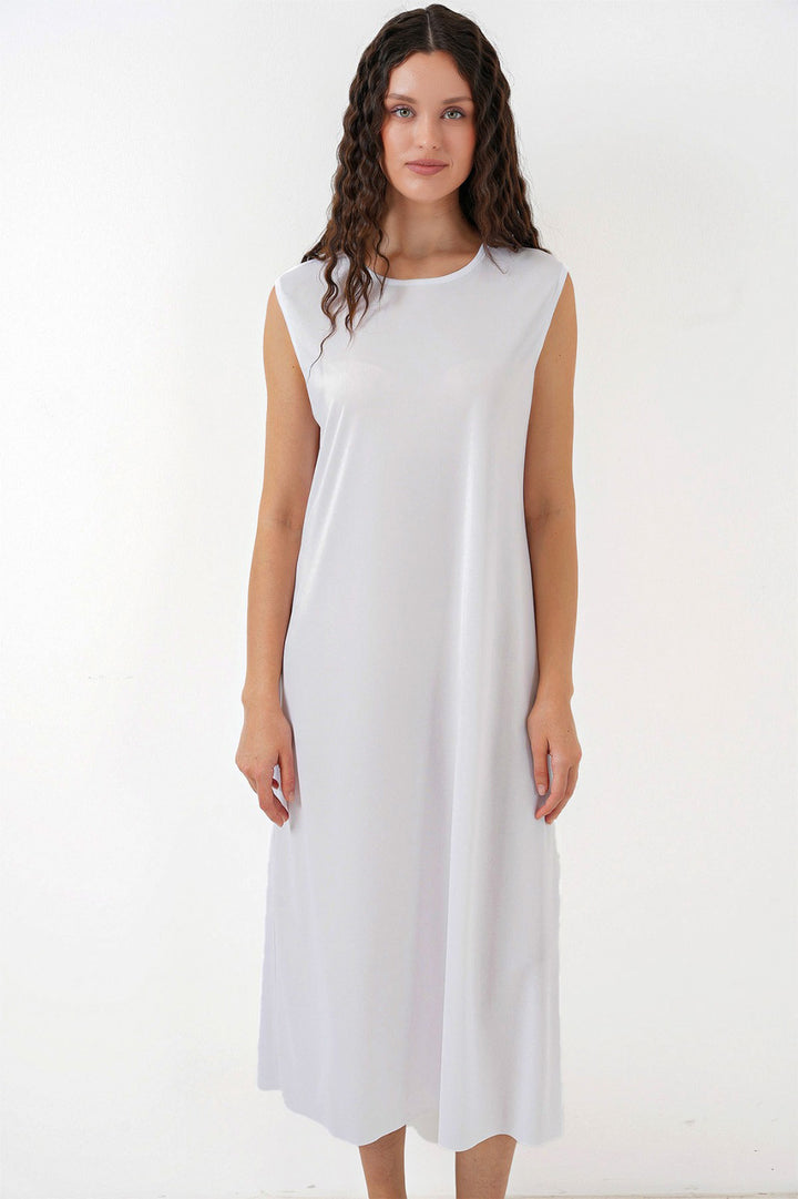 BGD Women Sleeveless Long Dress Lining Slip - White - Altoona