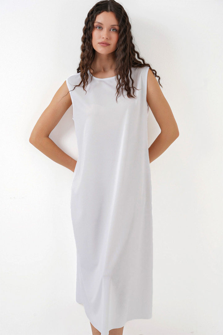 BGD Women Sleeveless Long Dress Lining Slip - White - Altoona