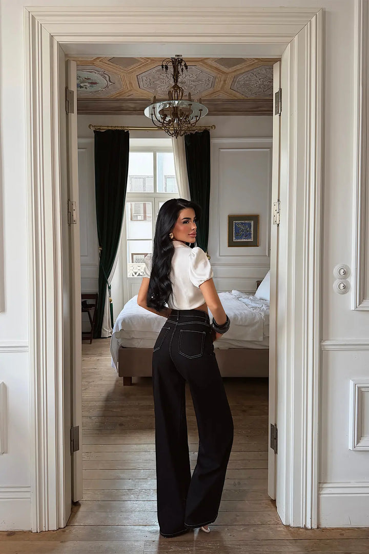 EYY Women Black High-Waisted Pants with Pocket Detail - Hendersonville