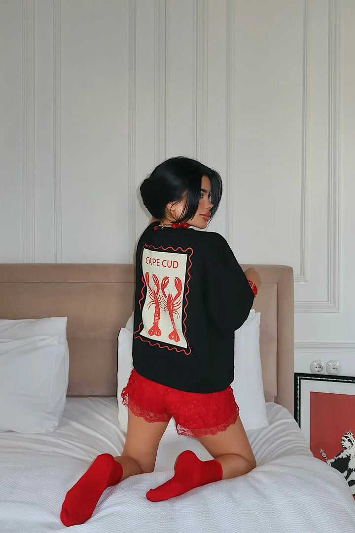 EYY Women Black Crab Print T-Shirt - Temecula
