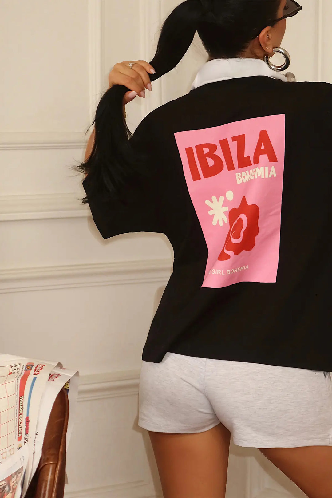 EYY Women Black Printed Oversize T-Shirt - Commerce City