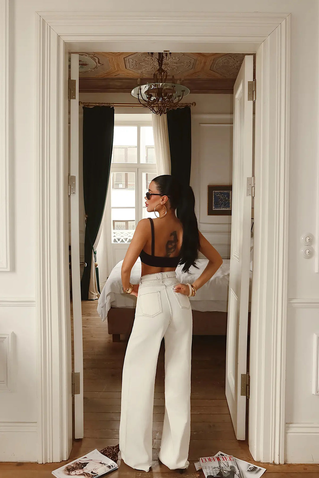 EYY Women White High-Waisted Pants with Pocket Detail - Nieuwegein