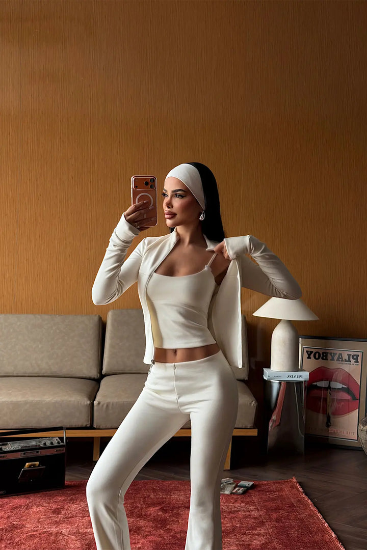 EYY Women Cream Zipper Detail 3-Piece Set - Jesús María